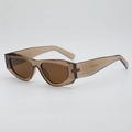 Retro cat-eye sunglasses with translucent brown frames and UV protection lenses - Transparent Tea Frame Tea Lens