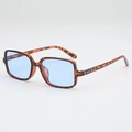 Gafas de sol cuadradas retro de carey con lentes azul claro y detalles de remaches - Protección UV400 / Montura Carey Lentes Azules