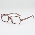 2025 retro square sunglasses with brown translucent frames and rivet details at 45-degree angle - Olive Green Frame Clear Lens
