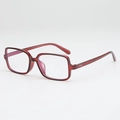 Modern rectangular wine red eyewear frames with silver rivet accents and blue light lenses - Wine Red Clear Lens