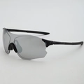 Lunettes de soleil sport noir mat avec verres aérodynamiques pour cyclisme et course à pied - Monture Noire Verres Miroir Argent