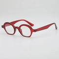 Retro round frame glasses in translucent red resin for a minimalist vintage look - Red Frame