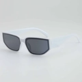Occhiali da sole retrò bianchi cat-eye con montatura larga e lenti grigio scuro - Montatura Bianca