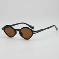 Gafas de sol poligonales retro con montura negra, lentes marrones y detalles de plata - Montura Negra Lentes de Té