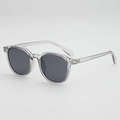Lunettes de soleil rétro à monture ronde gris transparent avec verres foncés de protection - Monture Grise Verres Gris