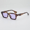 Retro square tortoiseshell sunglasses with purple lenses and silver rivet accents - C7 Tortoise Frame Purple Lens