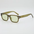 Olive green vintage rectangular sunglasses with silver metal studs and tinted lenses - C6 Olive Green Frame Green Lens