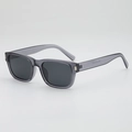 Retro olive green rectangular sunglasses with translucent frames and dark gray lenses - C4 Transparent Grey Frame Black Grey Lens