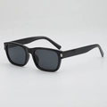 Vintage olive green square sunglasses for men with black glossy frames and silver accents - C1 Black Frame Grey Lens
