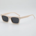 Chic vintage square frame sunglasses in cream beige with dark lenses and silver rivets - Beige Frame