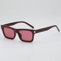 Vintage rectangle sunglasses with dark red frames and pink lenses for fashion wear - Jujube Red Frame
