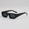 Gafas de sol rectangulares negras gruesas con montura de doble capa y diseño chic - Montura Negra Lente Gris