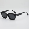 Chic black irregular square sunglasses with unique textured stripe design for women - Black Frame Grey Lens