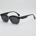 Retro hip-hop sunglasses with irregular marble pattern frame and dark grey UV lenses - Grey Striped Frame