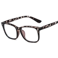 Retro oversized square blue light glasses with stylish tortoiseshell leopard print frame - White Leopard
