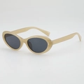 Lunettes de soleil œil de chat ovales rétro monture beige et verres gris anti-UV - Monture Jelly Verres Gris