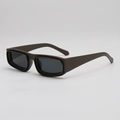 Gafas de sol cuadradas de doble montura marrón mate con estilo retro y2k para moda actual - Montura Café Lentes Grises