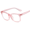 Pink translucent frame anti-blue light glasses with retro oversized square design - Transparent Pink
