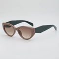 Chic cat eye sunglasses with brown frames and green temples for UV protection - Brown Frame Double Tea Lens