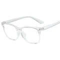 Retro clear square frame anti-blue light glasses with transparent resin material - Transparent Frame