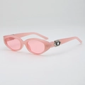 Y2K style pink rectangle sunglasses with metal hexagon detail and transparent pink lens - Pink Frame / Pink Lens