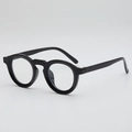 Classic round frame glasses in glossy black finish with minimalist retro aesthetic design - Black