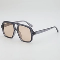 Double bridge aviator sunglasses with transparent grey frame and amber ocean lenses - Grey Frame Tea Lens