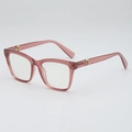 Stylish square pink translucent frame glasses with golden metallic accent for women - Pink Frame Clear Lens / Pink