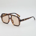 Classic tortoise shell double bridge aviator sunglasses with brown ocean lenses - Tortoise Shell Frame