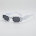 Lunettes de soleil ovales rétro avec branches larges en blanc brillant et verres noirs - Monture Blanc Porcelaine Verres Gris
