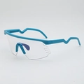 Outdoor cycling sunglasses with blue frame, transparent lenses and wavy temples - Blue Frame Photochromic Grey Lens