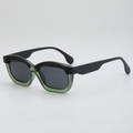 Irregular striped sunglasses featuring dual-tone dark green and textured black frames - Black Green Frame