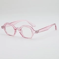 Pink transparent round frame retro eyeglasses with a lightweight minimalist design - Pink Frame Clear Lens