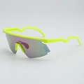 Neon yellow sports sunglasses with colorful polarized lenses and oversized shield frame - Yellow Frame Purple Coated Lens