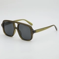 Olive green pilot sunglasses with oversized frame and dark grey lenses in a stylish design - Olive Green Frame