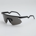 Matte black oversized cycling sunglasses with polarized lenses and side vents - Bright Black Frame Grey Lens