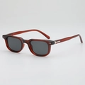Retro rectangle sunglasses in transparent reddish brown with dark grey lenses - Wine Red Frame Black Grey Lens