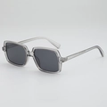 Fashionable oversized square sunglasses with transparent grey frame and dark grey lenses - Grey Frame Grey Lens