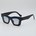 Classic black square frame sunglasses with trendy blue pink gradient UV lenses - Black Frame Blue Tea Lens