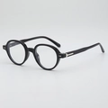 Classic glossy black round sunglasses with decorative silver metal arrow rivets - Glossy Black Frame