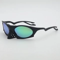 Gafas de sol deportivas negro mate con lentes polarizadas y aberturas para ciclismo - Marco Negro Lentes Espejados Verdes