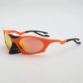 Gafas de sol deportivas con montura naranja, protector nasal y lentes polarizadas - Montura Naranja Lentes de Espejo Rojo