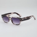 Retro small frame sunglasses with taupe marble finish and purple gradient lenses - Striped Frame Gradient Gray Lens (C7)