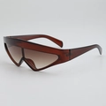 Fashionable amber wrap-around oversized sunglasses with gradient shield lens - Tea Frame Gradient Tea Lens