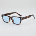 Retro square sunglasses with tortoise shell frame and translucent light blue lenses - C5 Tortoiseshell Frame Blue Lens