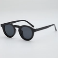 Occhiali da sole retrò con montatura rotonda e lenti grigio scuro in stile nero moderno - Montatura Nera Lenti Grigie