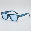 Retro rectangle sunglasses with textured blue frame and transparent light blue lenses - C7 Blue Pattern Frame Blue Lens