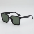 Classic oversized square sunglasses with black frame and dark green lenses for outdoor use - Black Frame G15 Lens