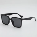 Classic black oversized square sunglasses with thick frames and UV protection lenses - Black Frame Grey Lens