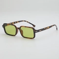 Retro tortoise shell square sunglasses with green lenses and silver metal accents - Tortoise Tea Frame Green Lens